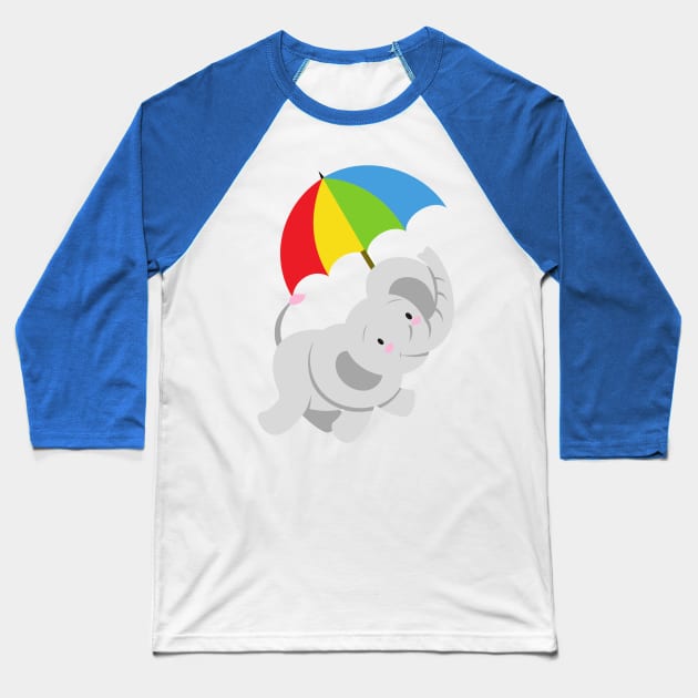 Baby Elephant Baseball T-Shirt by Juwelee